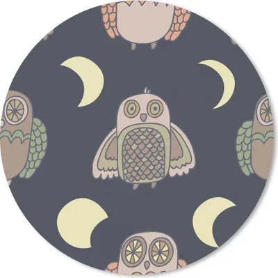 Produktbild von MuchoWow® Mauspad Mousepad Eule - Muster - Mond 30x30 cm - Mousepads - Maus Mat - Pad - Mausunterlage - Tischunterlage - Schreibtischmatten