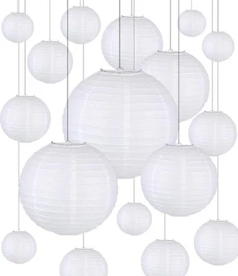Produktbild von Weißer Papierballon - 20 Stück - runde Papierlaterne - Hängebeleuchtung - Partyaccessoires - Festtagsdekoration
