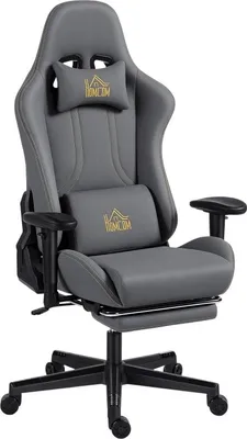 Immagine prodotto di Fortuna Lai Sedia da gioco ergonomica con braccioli 3D, regolabile, sedia da scrivania con rotelle e supporto lombare, grigia