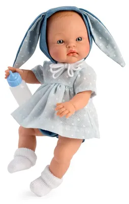 Produktbild von Asi Puppe Babypuppe 36cm graues Kleid mit Hasenohren Spielzeug
