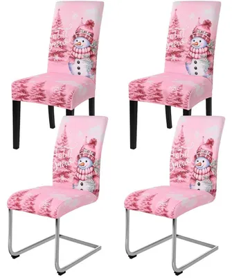 Productafbeelding van Elastische stoelhoesjes, set van 4, roze, universeel, geschikt voor eetkamers, hotels, feesten