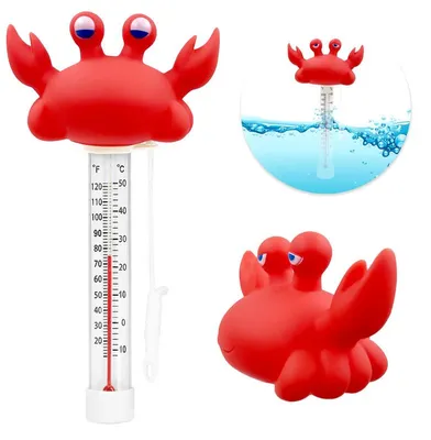 Produktbild von Schwimmendes Poolthermometer Krabbe Design -10 bis 50°C Wassertemperatur Anzeige für Pool Whirlpool Kinderbecken mit Seil