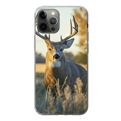 Produktbild von MuchoWow® Handyhülle Schutzhülle Hülle für iPhone 12 Pro Hirsche - Gras - Herbst - Geweih - Natur - Tiere Silikon Softcase Handy Hülle - Abdeckung