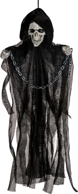 Produktbild von Schwarzer Kettengeist mit Fetzenstoff Hängefigur 50 cm