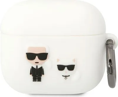 Zdjęcie produktu dla Karl Lagerfeld KLACA3SILKCW AirPods 3cover biały/white Silicone Karl & Choupette