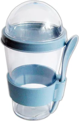 Produktbild von JOGHURTBECHER Löffel Deckel Müslibecher Müsli to go Müslischale Joghurt Becher 6 (Blau)