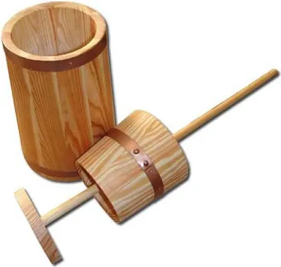 Produktbild von Butterfass aus Holz 6L - Holzbutterfass, Traditioneller Handgefertigter Butterbereiter