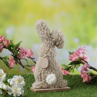 Hase Teddy - Dekofigur - Plüschhase mit Knickohr - Frühlingsdeko - Ostern - H: 23cm - beige