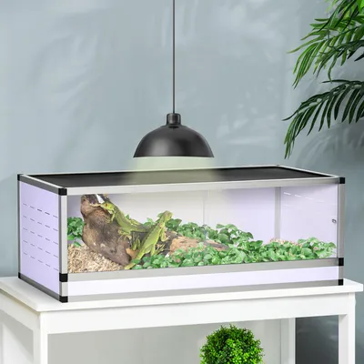 Produktbild von Terrarium Acryl für Reptilien, Fütterungsbox Acrylterrarium, Aluminium Edelstahlgitter, Weiß-Schwarz | 120 x 40 x 40 cm | 7,1 kg