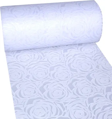 Produktbild von Dekoflor® Tischläufer Rosenmuster - weiß -300mm - 5m - 56-300-5-01