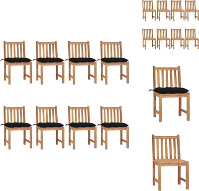 Produktbild von vidaXL Gartenstühle 8 Stk. mit Kissen Massivholz Teak -  Gartenstühle