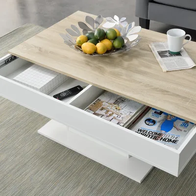 Immagine prodotto di In And OutdoorMatch Turner tavolino - Con spazio di archiviazione - 110 x 60 x 40 cm - Rovere e bianco - Truciolato - Design elegante