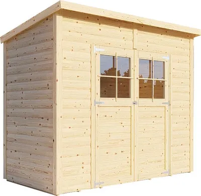 Produktbild von Gartenhaus Lenn 2 Pultdach 19 mm Wandstärke natur Elementbauweise mit Fußboden