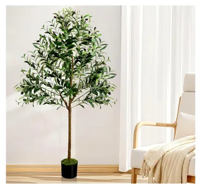 Produktbild von Künstlicher Olivenbaum, 150 cm, Kunstpflanzen für Dekoration, Olivenbaum im Topf für Wohnzimmer und Büro