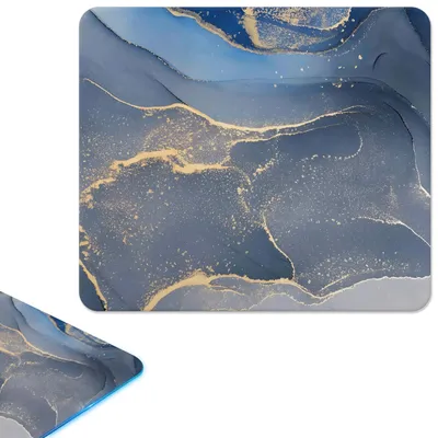 Mauspad aus gehärtetem Glas, 9H, kratzfest, 300x260 mm, Marmor Blau Gold