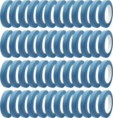 Produktbild von Profi Feinkreppband Blau für Präzises Abkleben - 48 Rollen 18mm x 50m Malerkrepp Abdeckband
