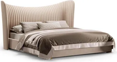 Obrázek produktu pro Beiges Doppelbett Designer Holz Betten Bettgestelle Schlafzimmer Möbel Bett