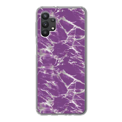 Produktbild von MuchoWow® Handyhülle Schutzhülle Hülle für Samsung Galaxy A32 5G Violett - Weiß - Marmor - Muster Silikon Softcase Handy Hülle - Softcase