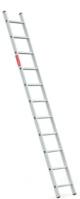 Zdjęcie produktu dla Baulich | Drabina aluminiowa – drabina przystawna – drabina przyścienna– 11 szczebli – maks. obciążenie 150 kg – wysokość robocza 398 cm – z hakiem