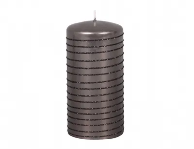 Zdjęcie produktu dla Świeca świąteczna Nohel Garden ANDALO METALIC, cylinder, grafit, d7x14cm