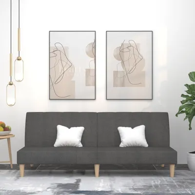 Immagine prodotto di Divano letto 2 posti, colore grigio scuro, rivestito in tessuto