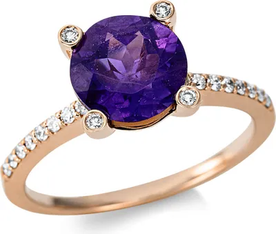 Produktbild von Ring aus 750 Rotgold Amethyst 1,96ct lila 36 Diamanten 0,22ct TW-SI Ø8,4mm Innenumfang 54mm  Ø17.2mm