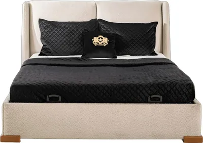 Produktbild von Edles Beiges Doppelbett Schlafzimmer Textilbett Holzgestell Möbel