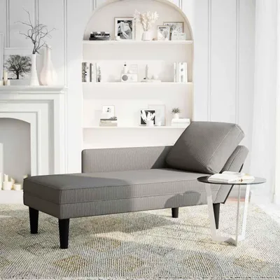 Produktbild von vidaXL Chaiselongue mit Kissen Hellgrau Cordstoff