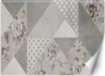 Produktbild von Vlies fototapete Blumen auf grauer Textur 450x315 cm Feeby Grau inkl. Kleber einfache Montage