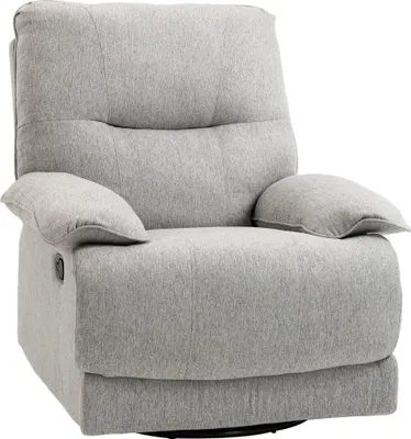 Zdjęcie produktu dla Fotel telewizyjny HOMCOM Recliner z funkcją odchylania, wygląd lnu, obrotowy fotel telewizyjny z systemem sprężynowym, podnóżek, do salonu i sypialni, nośność do 160 kg, jasnoszary