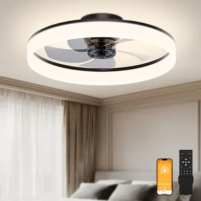 Immagine prodotto di Ventilatore a soffitto con illuminazione e telecomando, 6 velocità e dimmerabile, lampada a soffitto moderna con ventilatore, ventilatore a soffitto LED silenzioso