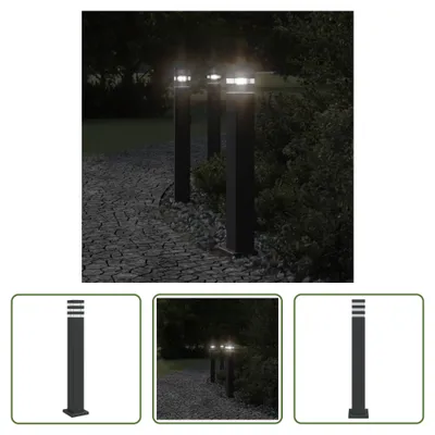 Produktbild von The Living Store Wegeleuchte mit Steckdose Schwarz 80 cm Aluminium