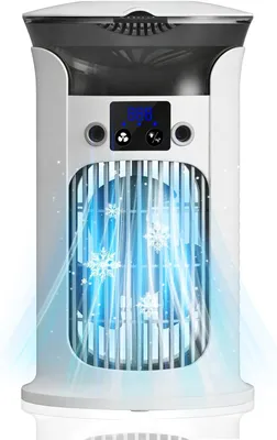 Produktbild von Mobiler Luftkühler USB, Mini Klimagerät mit 880ml Tank, 3 Geschwindigkeiten, Verdunstungskühler mit Sprühnebel, 180° Oszillation, leise