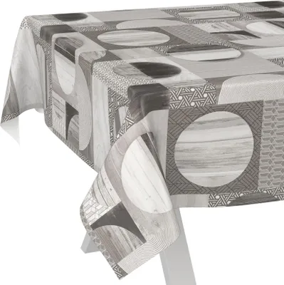 Produktbild von Tischdecke Vintage Holz Patchwork Grau 2000x140cm Schnittkante Wachstuch abwaschbar
