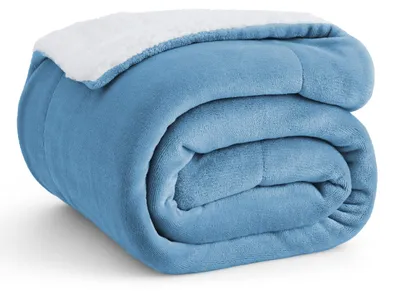 Immagine prodotto di BEDSURE, coperta in pile sherpa, morbidissima, 150x200 cm - coperta per divano, azzurra