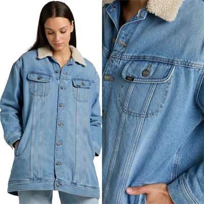 Produktbild von LEE Damen, Jeansjacke ELONGATED SHERPA RIDER, XS, Blau, jeansmantel, , jeansjacken