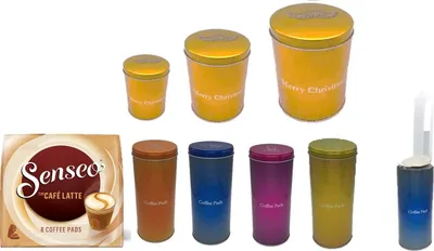Produktbild von Senseo Latte Pads + Kaffeepaddose hält die Pads länger frisch - Pad Dose für Senseo Pads - edle Vorratsdsdose für Pads  + Geschenke und die Metalldose