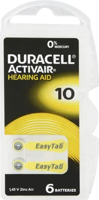 Image de Piles pour appareils auditifs Duracell 10 6 pces