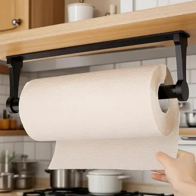 Produktbild von Kš¹chenrollenhalter Ohne Bohren, Kš¹chenpapierhalter, Papierrollenhalter Selbstklebend, Kš¹chenrollen Halter, Kš¹chen Rollenhalter, Toilettenpapierhalter Klopapierhalter fš¹r Badezimmer, Schwarz