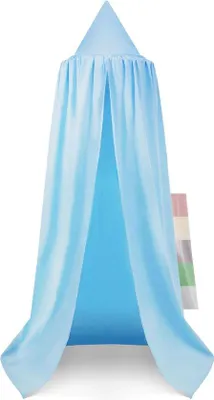 Imagen del producto de Mosquitera de algodón 100%, 50 cm de ancho, 240 cm de largo, para habitación infantil, cama - Azul
