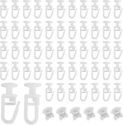 Produktbild von 120 Stück - 11 mm - Vorhängegleiter für Vorhangschienen - Vorhanghaken für Schienen - Faltschiebegleiter - Falthaken zum Aufhängen für Vorhangschienen