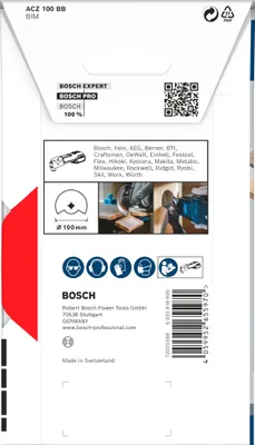 Obrázek produktu pro Bosch 2 608 669 118, Segmentované ostří, Laminát, Polyvinylchlorid (PVC), Dřevo s hřebíky, Černá, 10 cm, 1 kusů