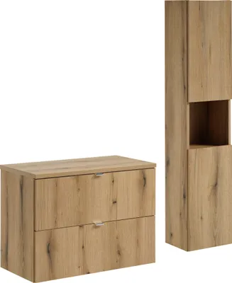 Obrázek produktu pro Koupelnový nábytek 80 cm s deskou a sloupkem z přírodního dubu