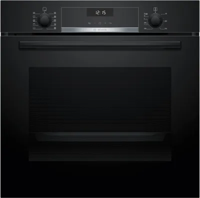 Bosch HBA517GS3, HBG537BB3 + HEZ538000, Einbau-Backofen, 60 x 60 cm, Schwarz, Clip-Auszug