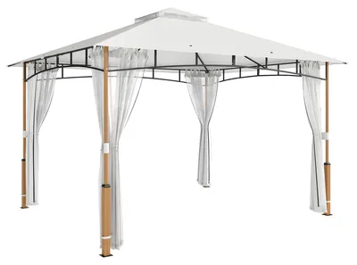 Immagine prodotto di Gazebo da Giardino 360x300x275 cm Tetto Doppio in Metallo e Poliestere UPF50+ con Rete Crema