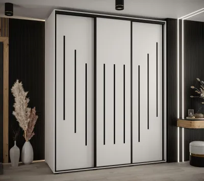Produktbild von Kleiderschrank YVONA 8 - 190/60 cm, weiß/schwarz