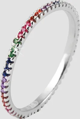 Produktbild von 925 Echt Silber Ring mit buntem Zirkoniabesatz, 925/rhodiniert