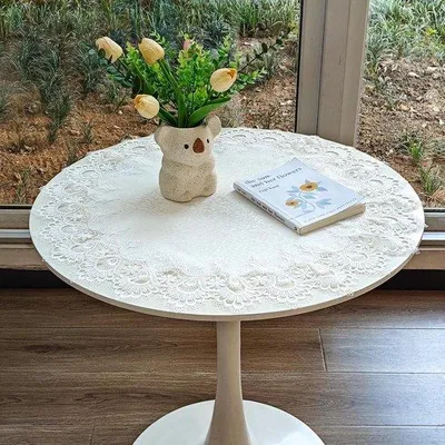 Immagine prodotto di Tovaglia quadrata in cotone bianco da 61 cm, ideale per il soggiorno o la sala da pranzo