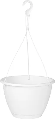 Image de Pot de fleurs suspendu ALGARVE avec soucoupe blanc d25x17cm