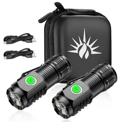 Produktbild von Mini-LED-Taschenlampe mit 3 LEDs, Clip und 5 W Leistung, wasserdicht, wiederaufladbar